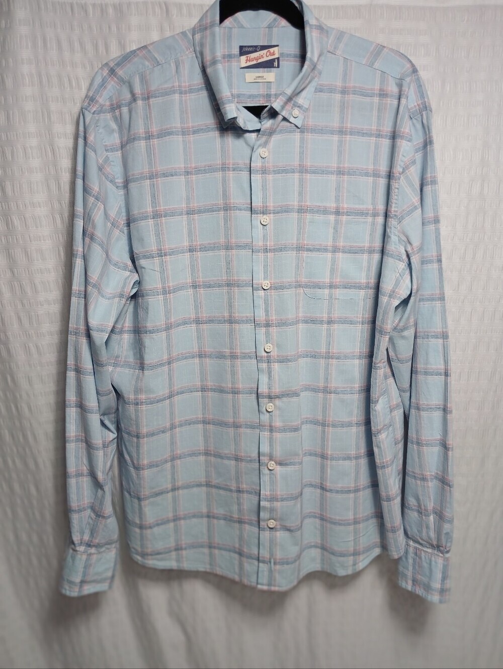 Johnnie O Long Sleeve Button Down Cotton Plaid Shirt. L